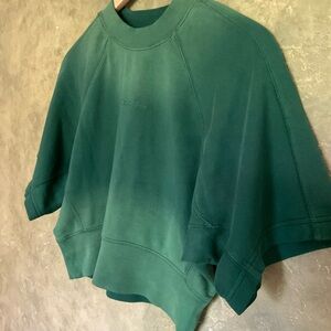 Calvin Klein | Green Ombre Cotton Terry Cropped Sweatshirt | Small | Dolman